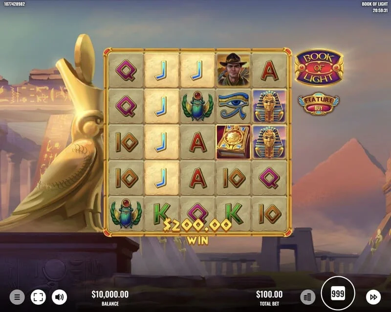 Book of Lights - linha vencedora no jogo base com Multiplier Wild